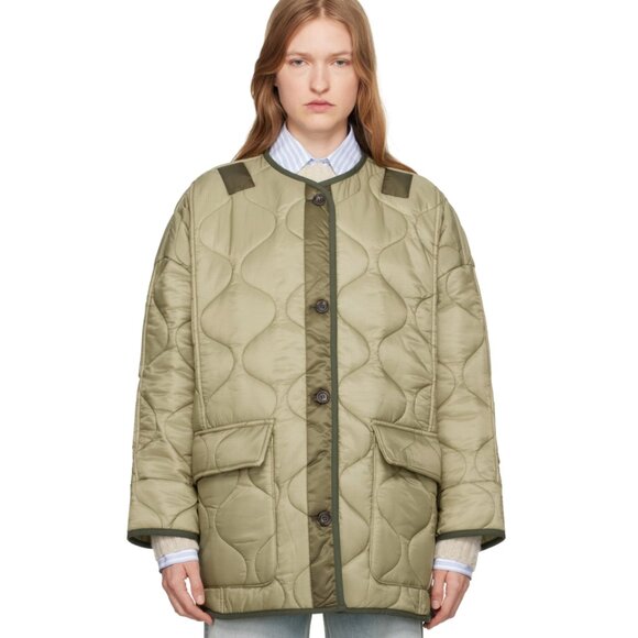 NWT The Frankie Shop Green Teddy Quilted Jacket - Picture 2 of 5